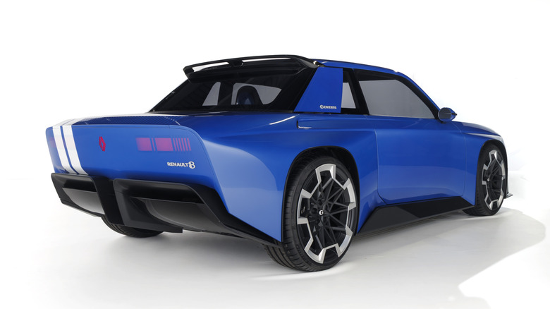 Blue Renault 8 Gordini electric concept car rear view