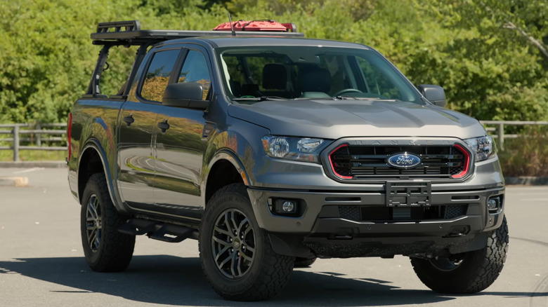 Gray Ford Ranger midsize pickup truck parked outdoors