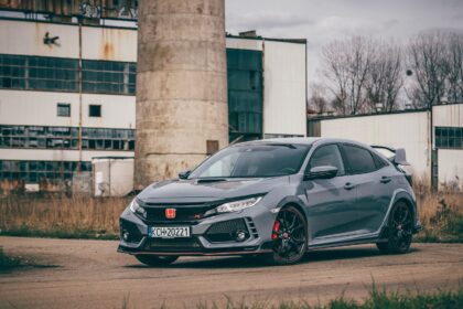 Sports Honda Civic Type R Parked in front of an Industrial Building
