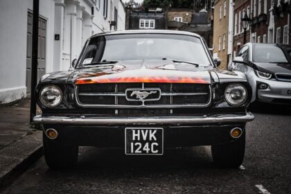 Selective Focus Photography of Black Ford Mustang Car
